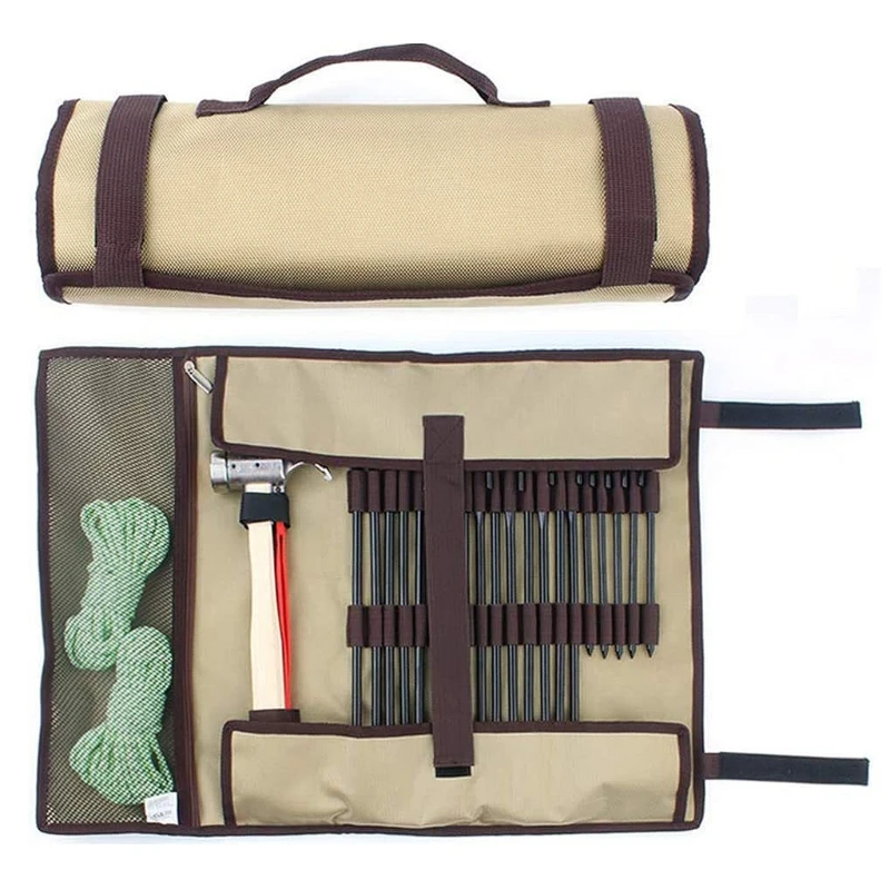 

2024 New Camping Tent Nails Storage Portable Tent Stakes Bag Suitable for Mountaineering Camping Enthusiasts Large
