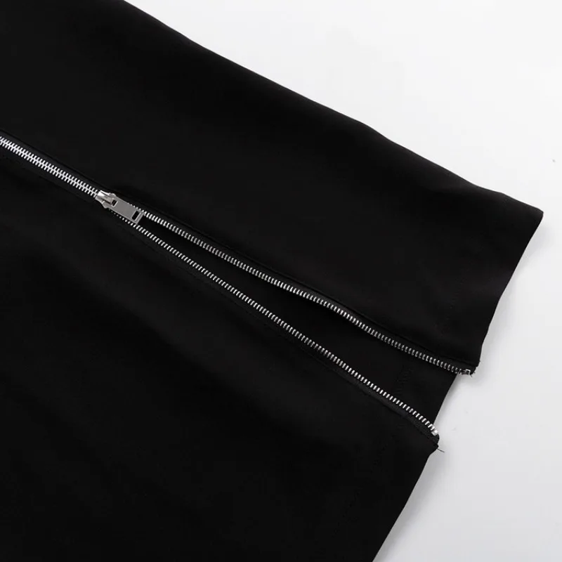 Vestido negro con cremallera y aberturas laterales para mujer, elegante y ajustado, estilo retro, para fiesta y noche.