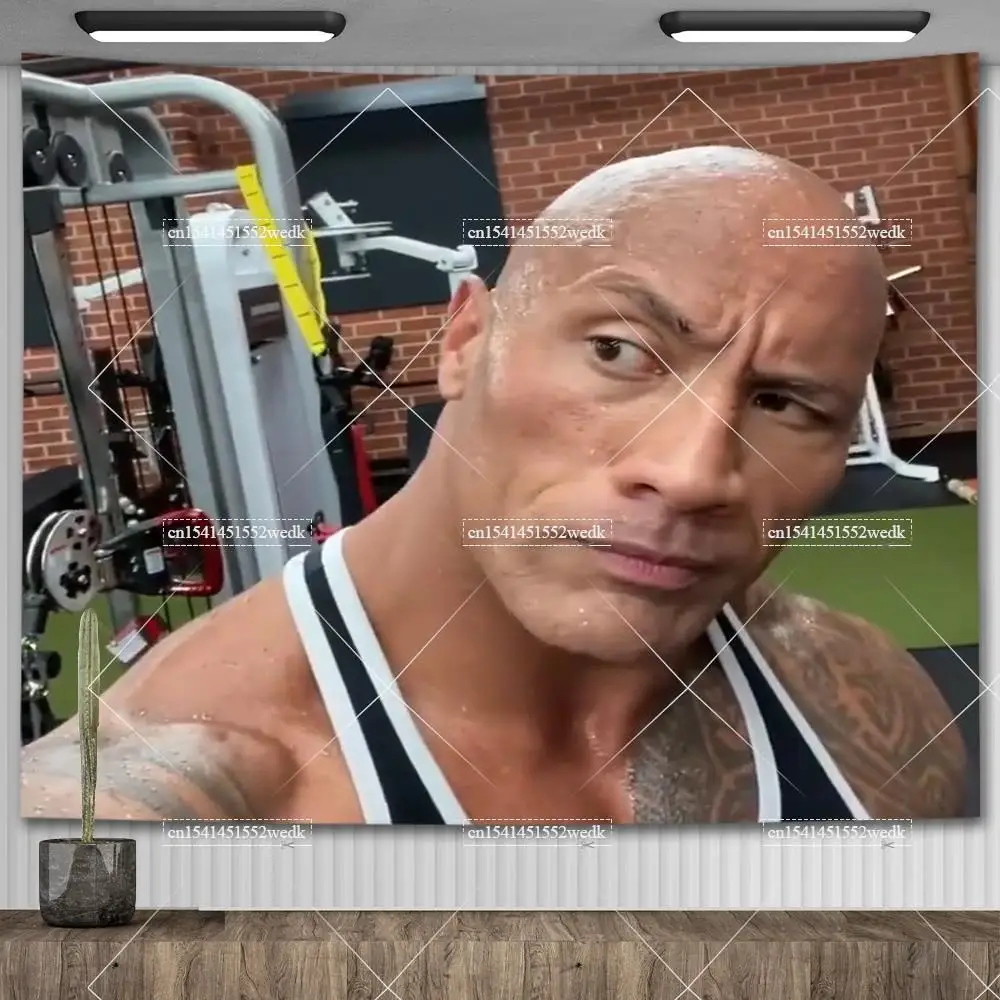 The Rock Johnson Eating Blueberry Pancakes Wall Hanging Tapestry Kawaii Room Decor Meme Tapestry Bedroom Decoration Aesthetic tapestry decorations
