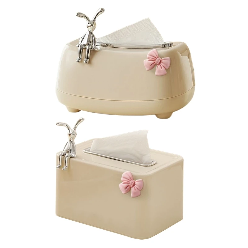 

Rabbit Tissue Box Spring loaded Dispenser Paper Towel Holder Napkin