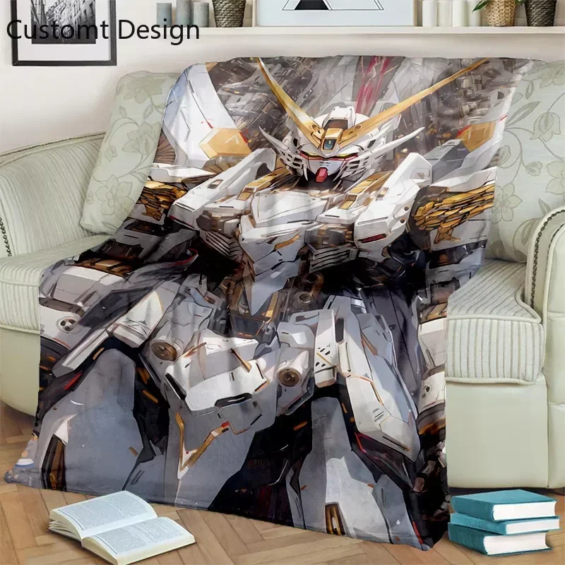 

3D Retro Anime Gundam Cartoon Blanket,Soft Throw Blanket for Home Bedroom Bed Sofa Picnic Travel Office Rest Cover Blanket Kids