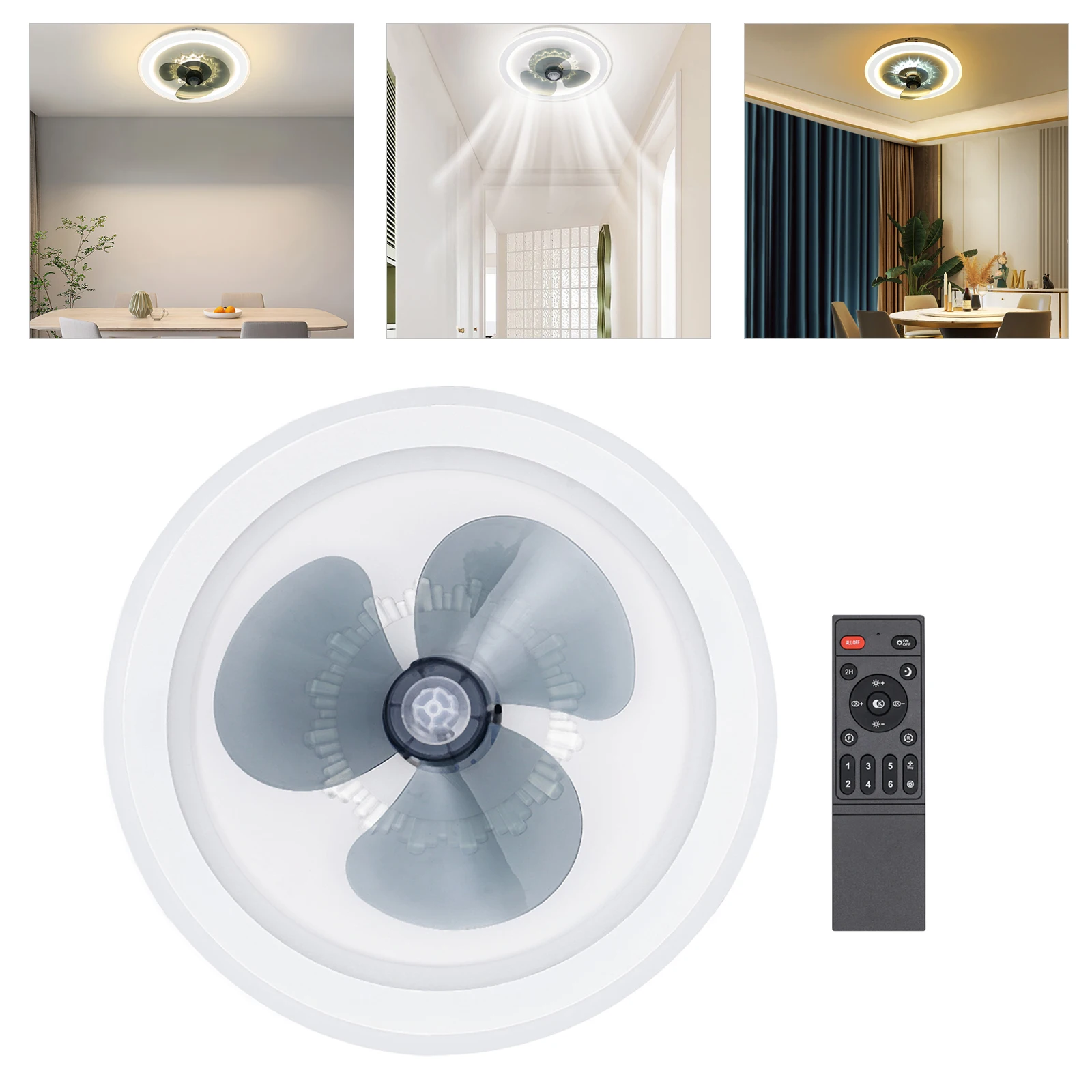 

Modern Ceiling Fan with Light LED Flush Mount Remote Fan Lamp Indoor Dimmable Home Decor Lighting Fixtures for Living Room 110V