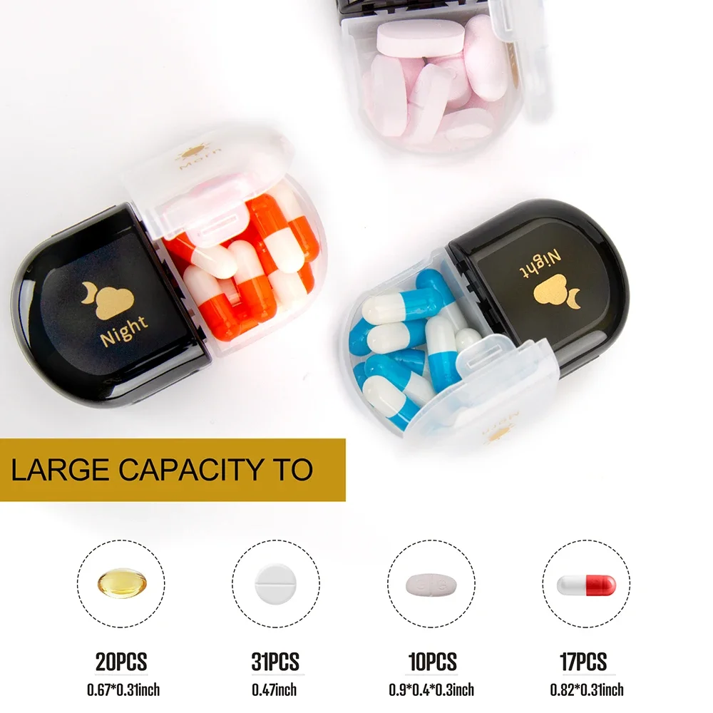Extra Large Weekly Pill Organizer 7 Day & 2 Times Pill Organizer Pill Box 14 Compartments Detachable Design Portable to Carry