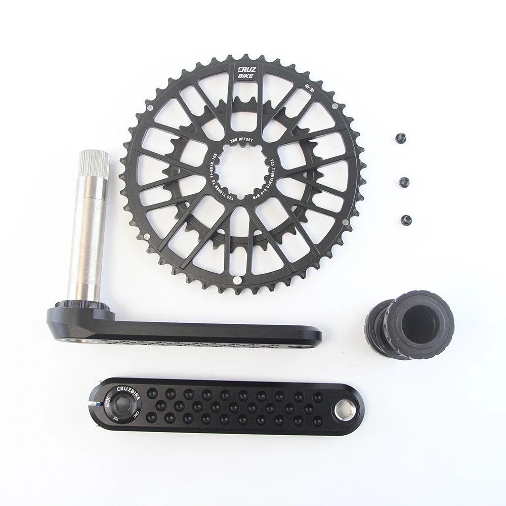 Bolany vtt pédalier de vélo 104BCD manivelle creuse 170mm plateau de manivelle intégré 22-36T/24-38T avec pédalier à trou rond inférieur  18