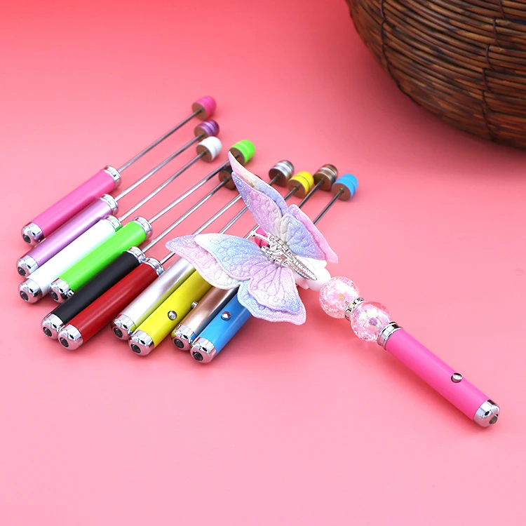 5Pcs DIY 파란색 LED 손전등 펜 - 이동식 구슬이 있는 휴대용 장식 조명, 비 쓰기 공예 선물