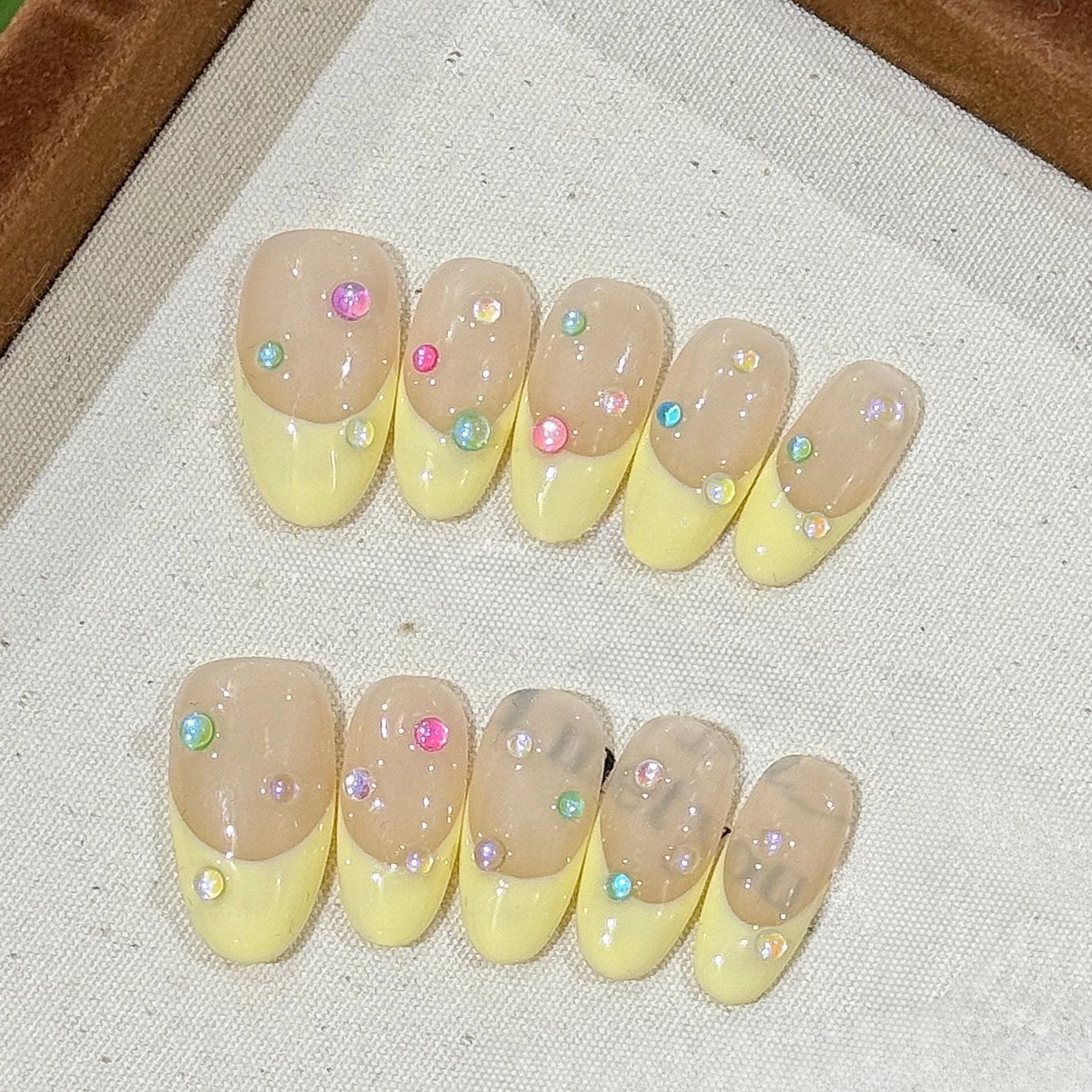 

10 шт., летние накладные ногти с эффектом миндаля