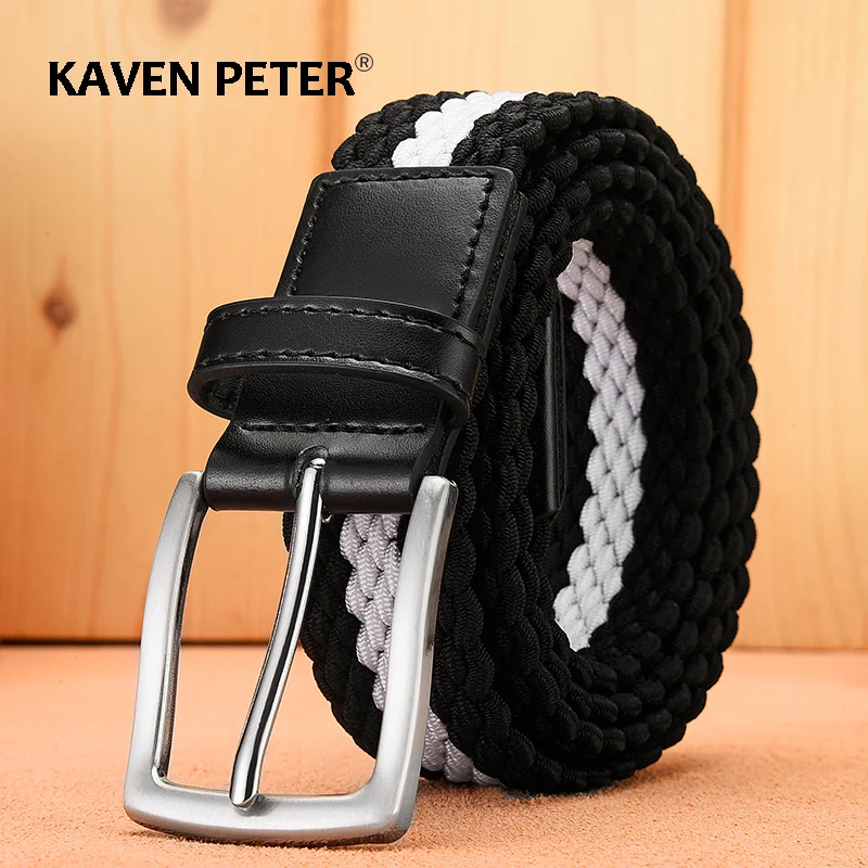 

Canvas Stretch Belts For Men Jeans Military Tactical Strap Fashion Women Metal Pin Buckle Elastic Woven Belt Without Holes