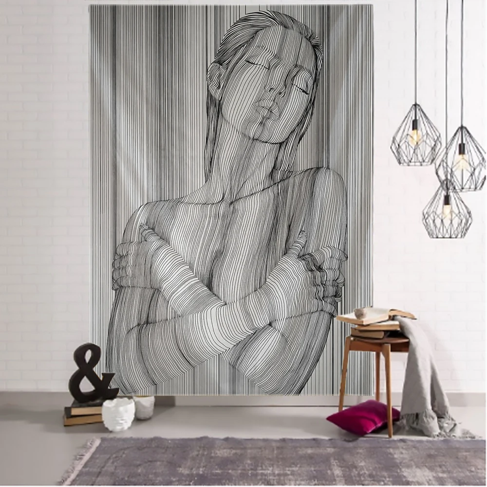 

Креативный гобелен с рисунком лески в стиле бохо, стиль хиппи, Настенный декор для спальни, гостиной