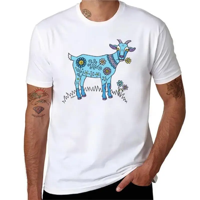 

Blue Goat T-Shirt anime clothes custom t shirts design your own black t shirt cute clothes mens cotton t shirts