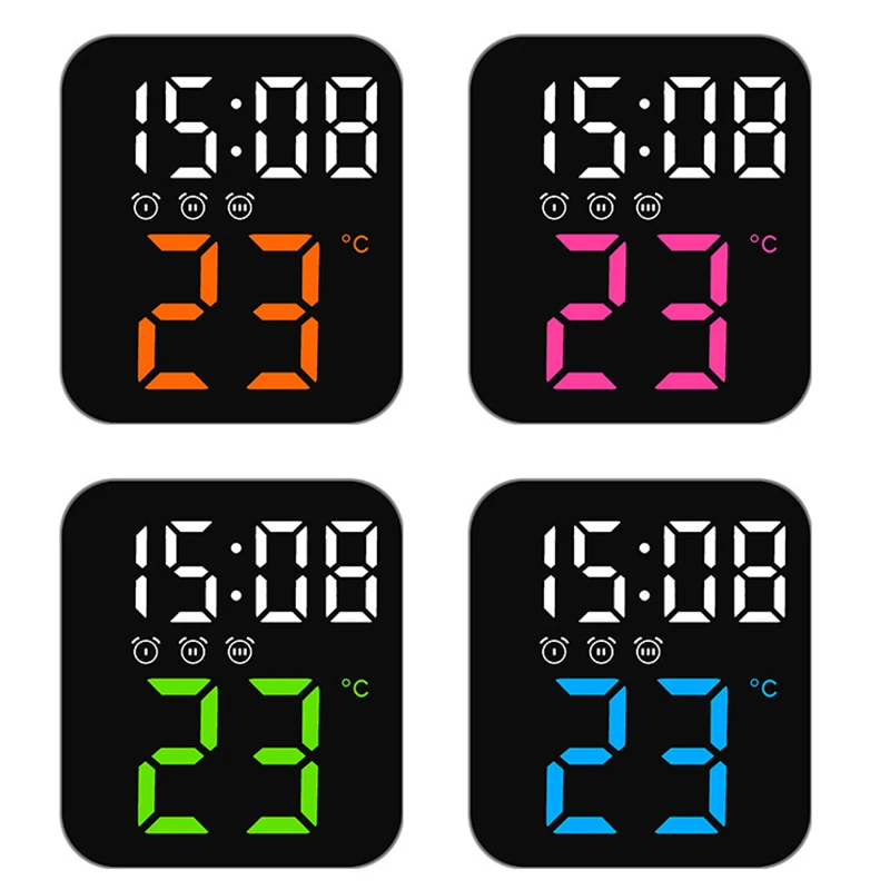 LEDDigitalWallClockVoiceControl3AlarmsAdjustableClockWatch