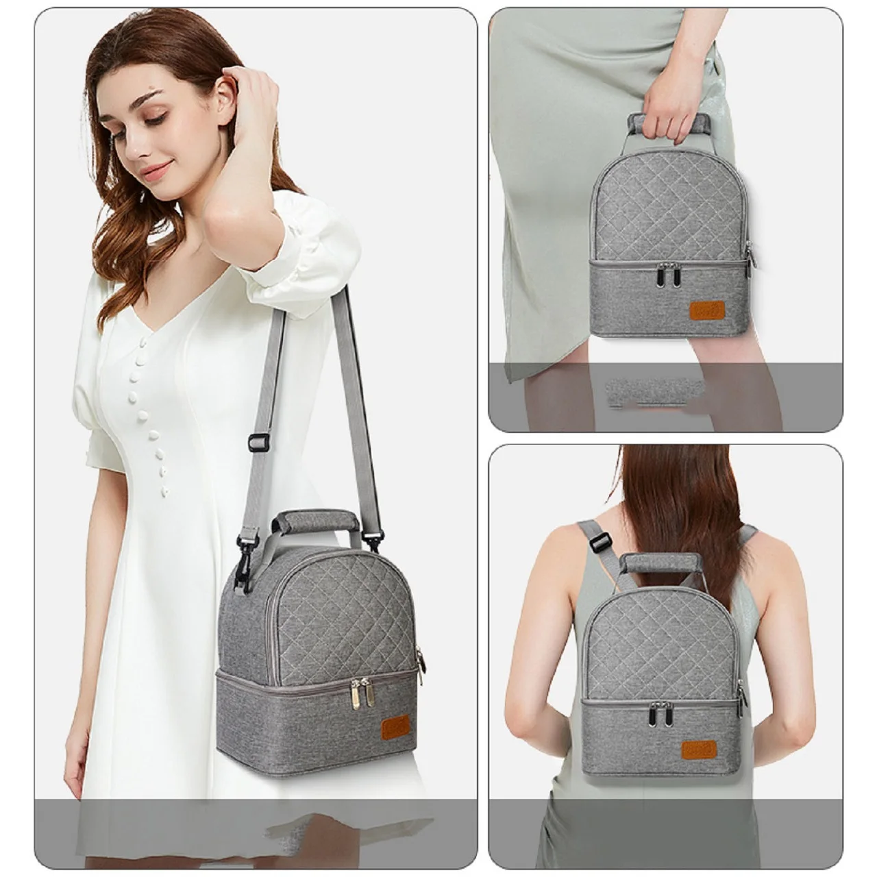 Lunch bag, insulated, minimalist picnic suitcase, insulated, portable lunch container, lunch box, bento bag, food storage bag