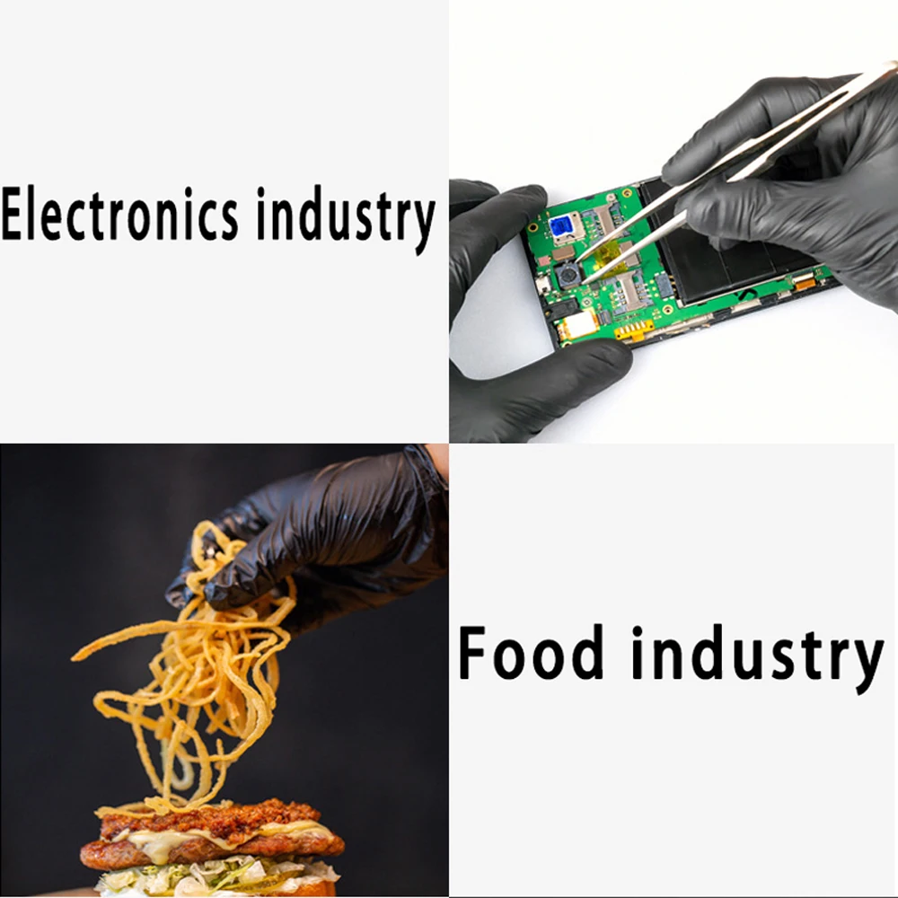 Description Picture 6 of item50/100/200/400/1000pcs   cleaning gloves, nitrile gloves, black food grade disposable gloves, kitchen gloves, dishwashing gloves