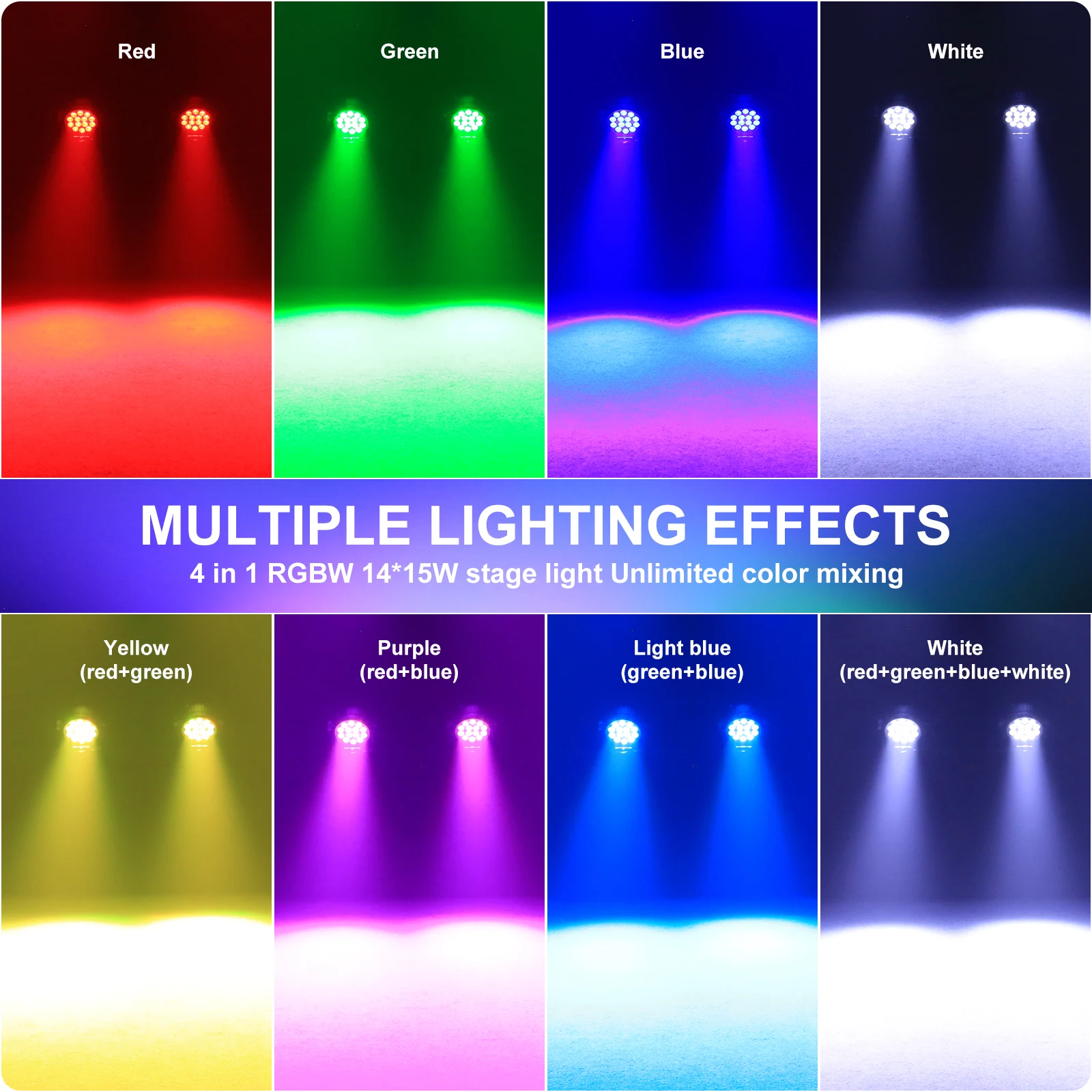 U'King 4Pcs 180W 14LED RGBW Par Lights Stage Light DMX512(4/8CH) Sound Activated DJ Lights For Party Concert Church Wedding 3