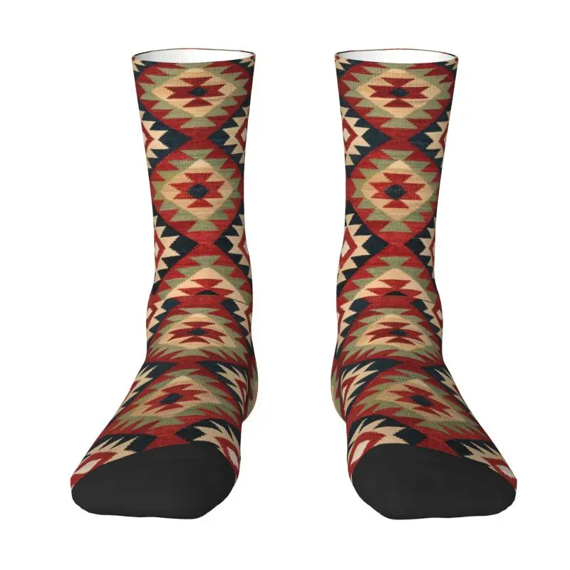 

Turkish Kilim Socks for Men Women Stretchy Summer Autumn Winter Bohemian Geometric Diamond Tribal Ethnic Art Crew Socks
