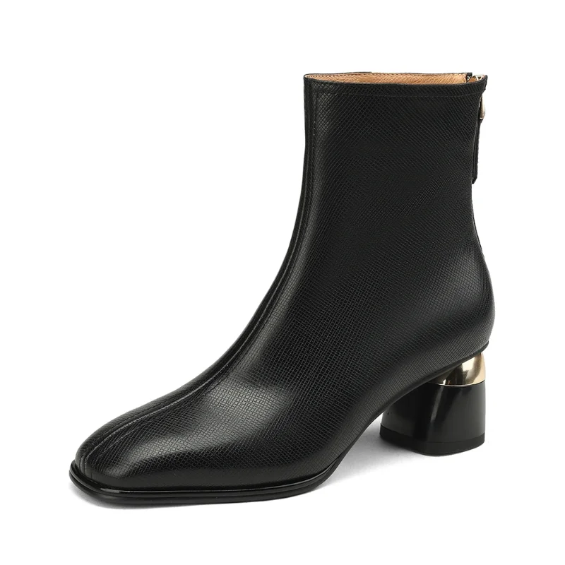 Square Toe Short Boots Woman 2024 Fall/Winter Shoes Women High Heeled Boots Rhinestone Chunky Heel Female Booties Fashion New