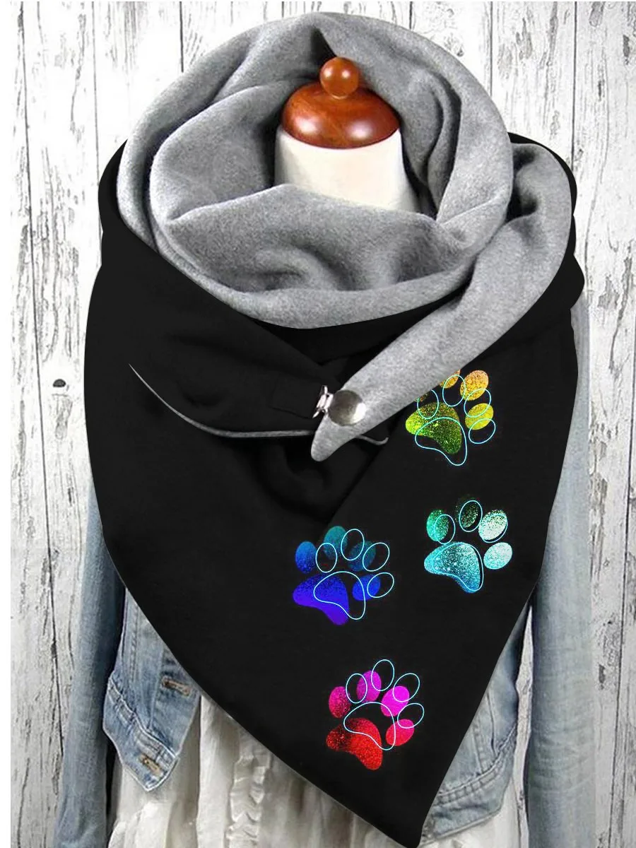 

Autumn And Winter Punk Colorful Animal Paw Print Casual Scarf And Shawl For Indoor or Outdoor Use To Keep Warm In Autumn and Win
