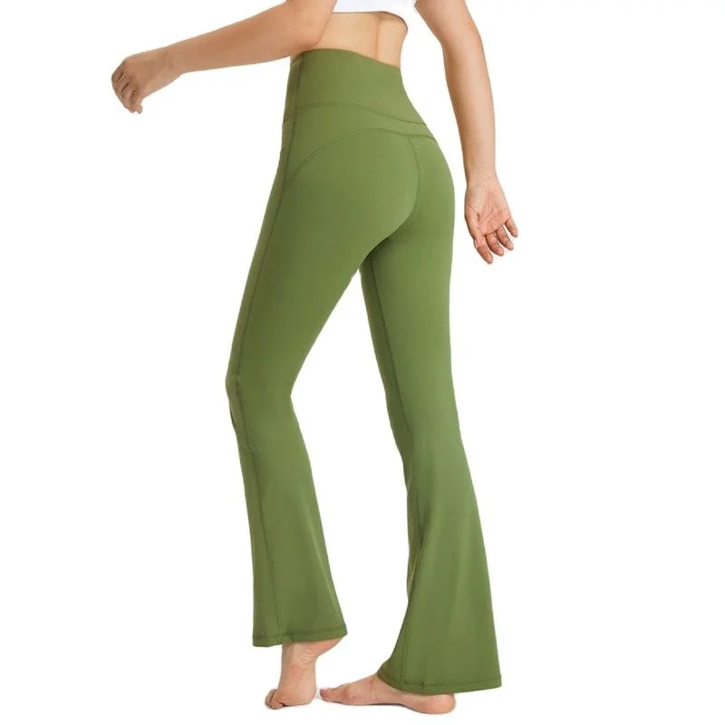 

NCLAGEN Women Yoga Pants Pockets High Waist Elastic Fitness Bell-bottoms Versatile Fashion Naked Feel Comfort Sports Leggings