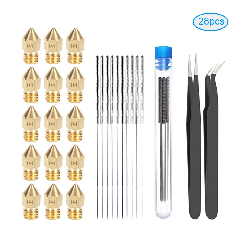 

CR10 MK8 Nozzle Cleaning Kit DIY Esd-15/12 Tweezers 0.4mm 1.75mm Stainless Steel Cleaning Needle 3D Printer Cleaning Tool