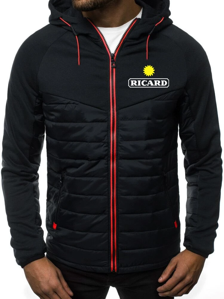 

2023 New Brand RICARD Logo Printed Customizable Men Zipper Down Jacket Cotton Warm Fashion Hip Hop Leisure Hoodie Man Streetwear