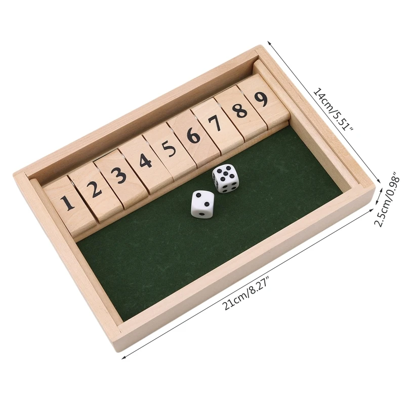 Shut The Box - Gioco da tavolo per 4 giocatori, in legno, matematica