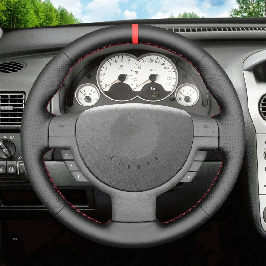 Opel Corsa C 콤보 C Vauxhall 콤보 Holden Barina Tigra 2001-2011 용 검은 색 인조 가죽 자동차 핸들 커버
