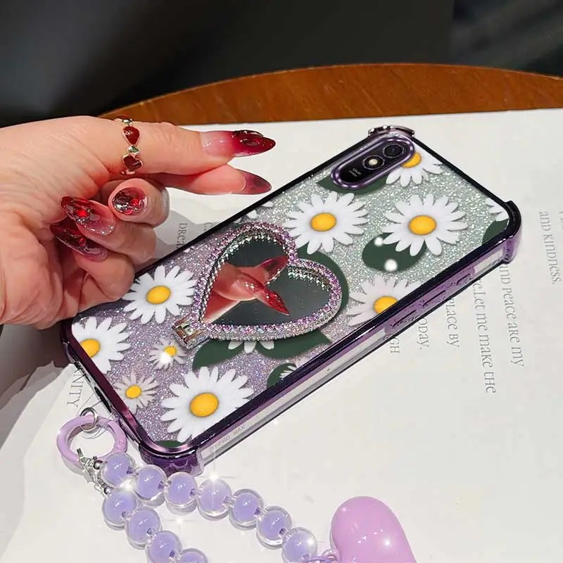 White Daisy Phone Case Set with Lanyard and Stand - 3-Piece аксессуар Collection