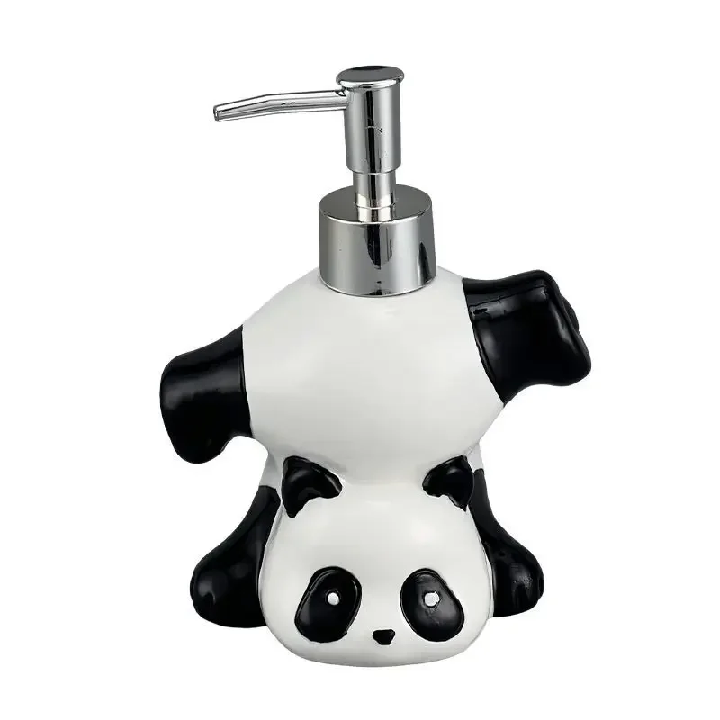 Creative Panda Dispenser Cartoon Animal Press Bottle Panda Soap Dish Decor Ceramic Lotion Bottle Toilet Bathroom Accessories