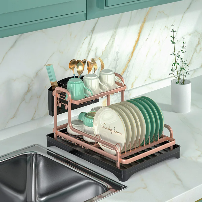 Cutlery Holder Rose Gold Drying Rack Gold Kitchen Storage Racks