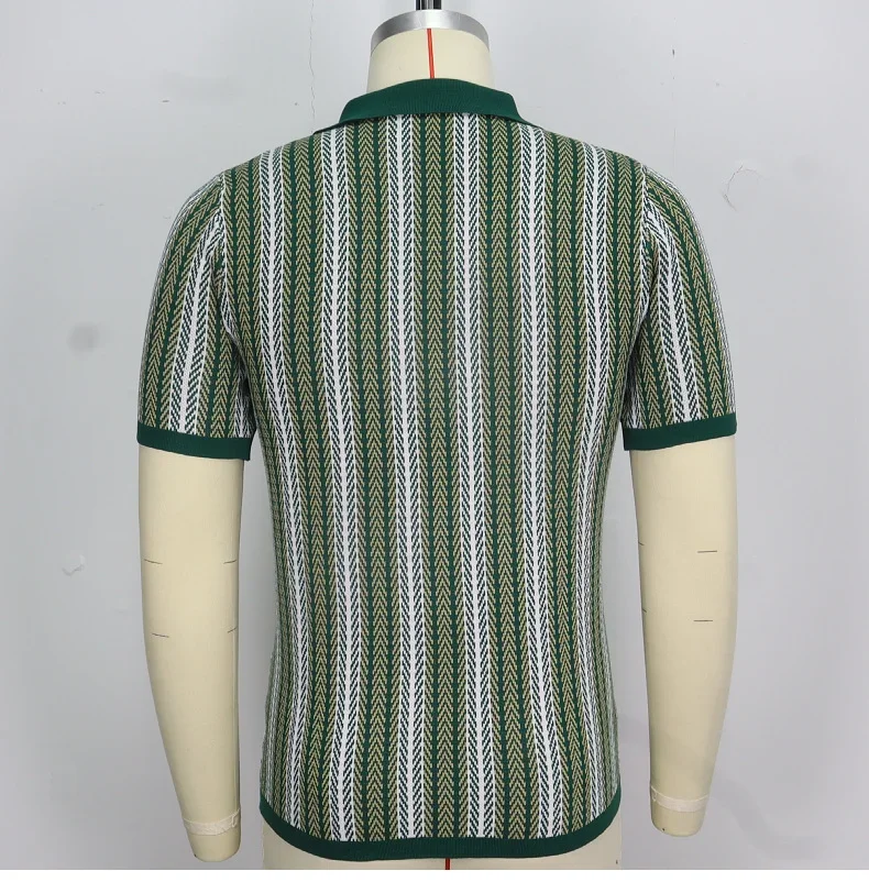 Summer new men's striped T-shirt polo Shirt High quality Ice silk fabric breathable wiry size Casual beach style mens shirts 3XL 27 Se01cd0d0bf964d3fabfd9a070e654742L