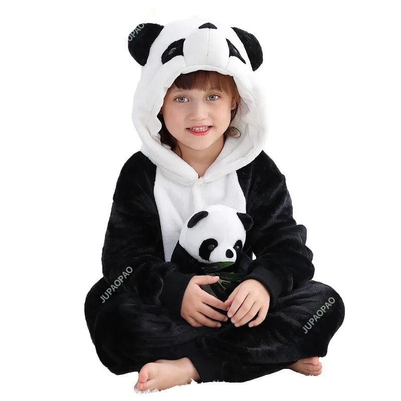 

Детские пижамы, пижамы в виде панды, кигуруми в виде животных, костюм панды, мультяшная аниме одежда для косплея для детей, зимняя теплая искусственная кожа для мальчиков