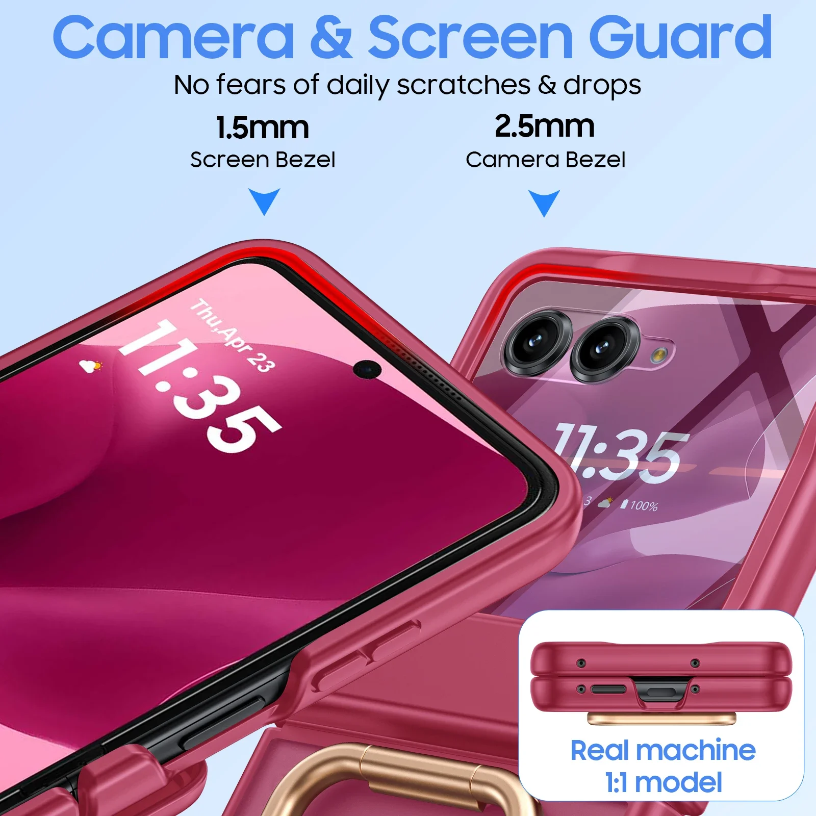 Festive Rose Red Case with Finger Ring Support & Magnetic Hinge