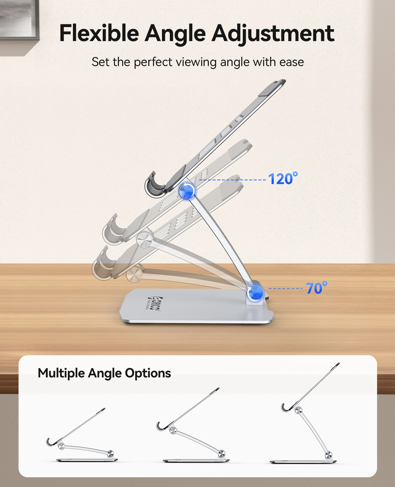 ORICO FB1 조정 가능한 알루미늄 태블릿 스탠드 접이식 휴대폰 홀더 최대 12.9인치 iPad 태블릿용 멀티 앵글 데스크탑 라이저