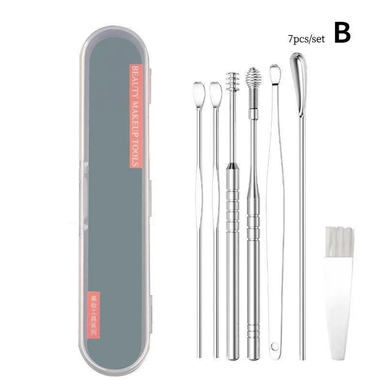 6/7/8Pcs Set Ear Wax Pickers Cleaning Stainless Steel Earpick Wax Remover Curette Ear Pick Cleaner Ears Cleaner Spoon Care Ears