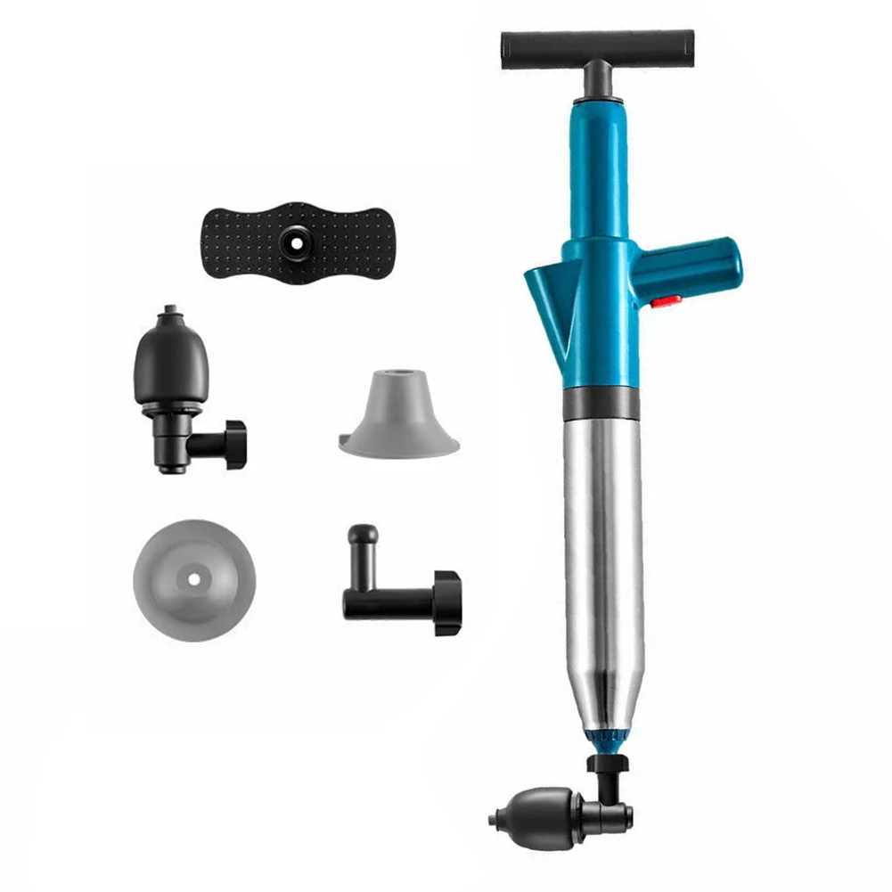 Air Power Drain Blaster Tools Stainless Steel Clog Remover Universal High-pressure Accessories for Bathroom Shower Bathtub