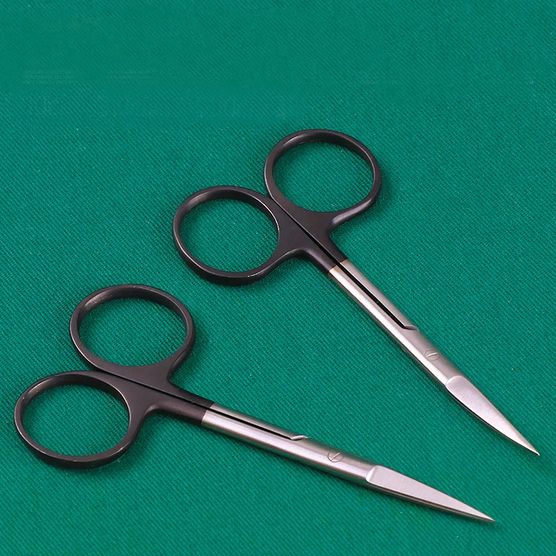 

Ophthalmic scissors 10 cm black handle open corners of the eyes lengthened edge sharp straight curved express scissors