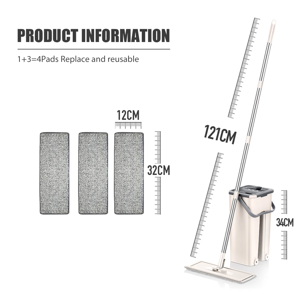 ممسحة أرضيات مسطحة دلو تنظيف