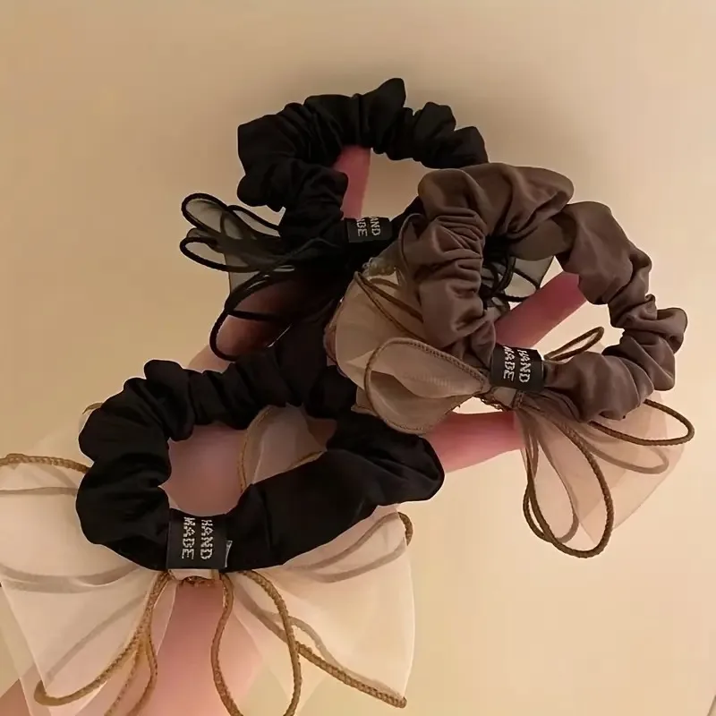 3 Stück elegante Retro-Strass-Schleifen-Stirnbänder – elastisches Stoffnetz, einfarbig, ideal für Hochzeiten, Partys und den täglichen Gebrauch – Detail 9