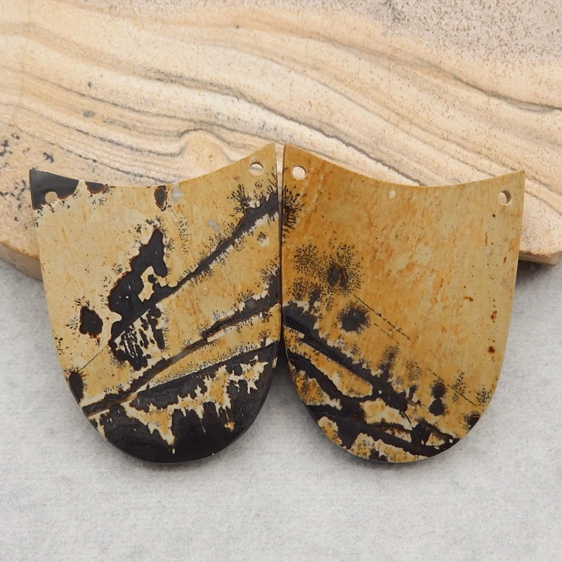 

Серьги женские полудрагоценные с двумя отверстиями, ювелирные изделия из натурального камня чохуа, яшма, аксессуары для женщин, 38x29x3 мм, 13 г