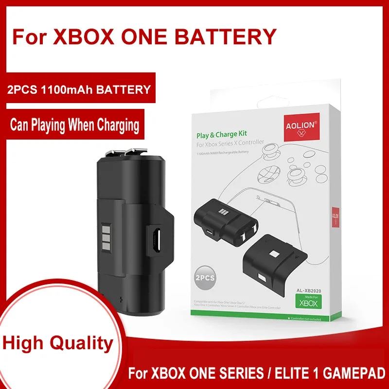 Sostituzione Della Batteria Xbox One Da 2 Pezzi 1100Mah + Caricabatterie Usb Per Xbox One / Xbox One S/Xbox One X/Xbox Series X/S Elite Gamepad