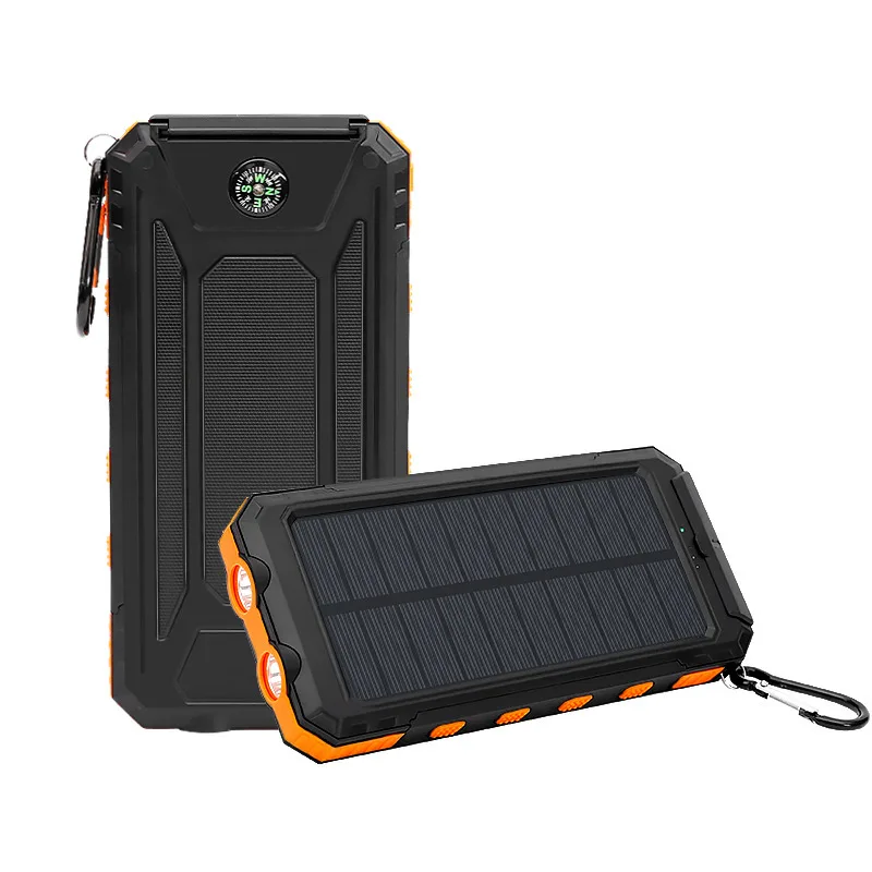 Banca Di Energia Solare Impermeabile 20000Mah Con Sos Led Light Caricatore Portatile Per Telefono Moile Powerbank Per Iphone 15 14 Smartphone Ipad