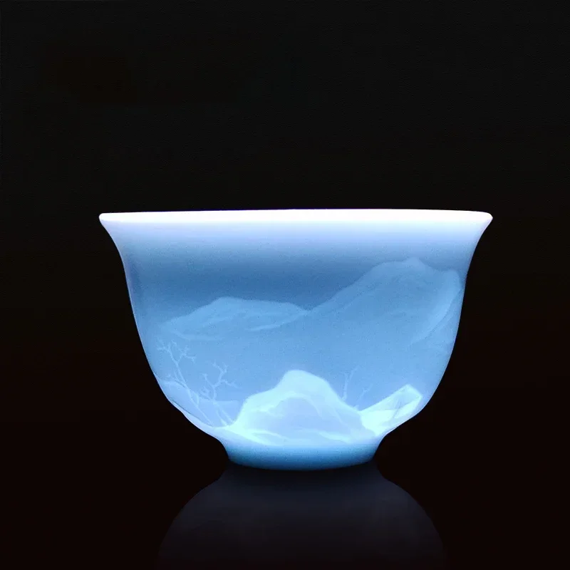 New China Kungfu Teacups Shadow Green/Azure Plum Orchid Bamboo Chrysanthemum Fish Ceramic Longquan Celadon Pu\'er Master Tea Cup