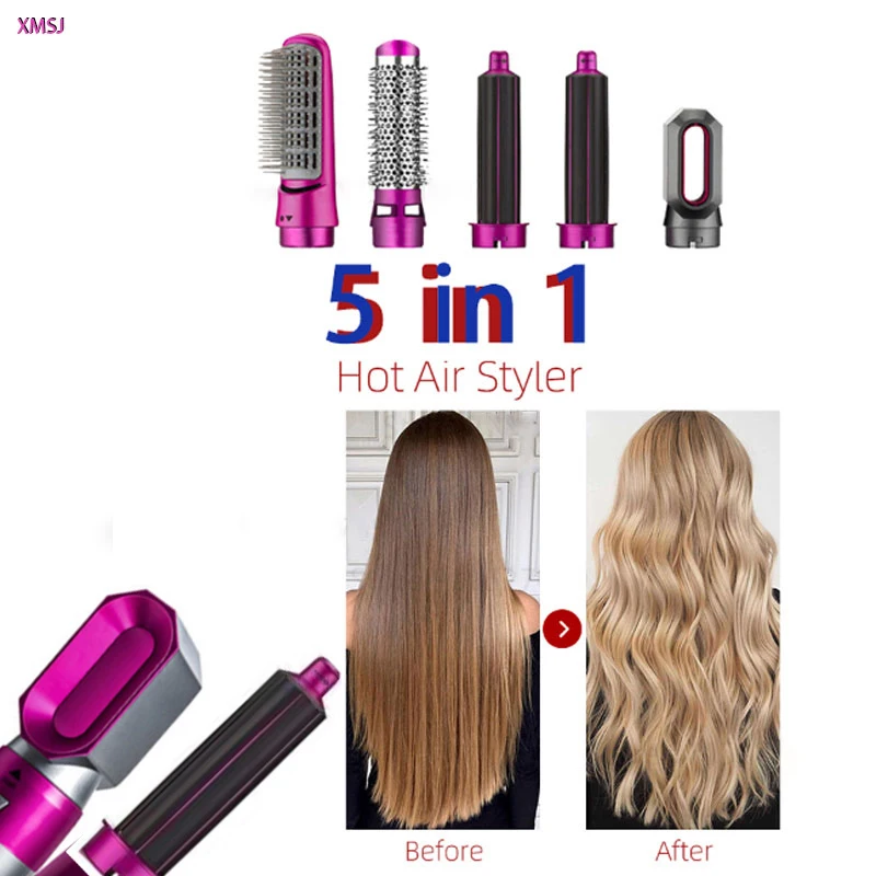 5 In 1 Hair Dryer Hot Comb Set Wet And Dry Professional Curling Iron Hair Straightener Styling Tool Hair Dryer Household - Hair Curler - AliExpress - Hair Care Products
