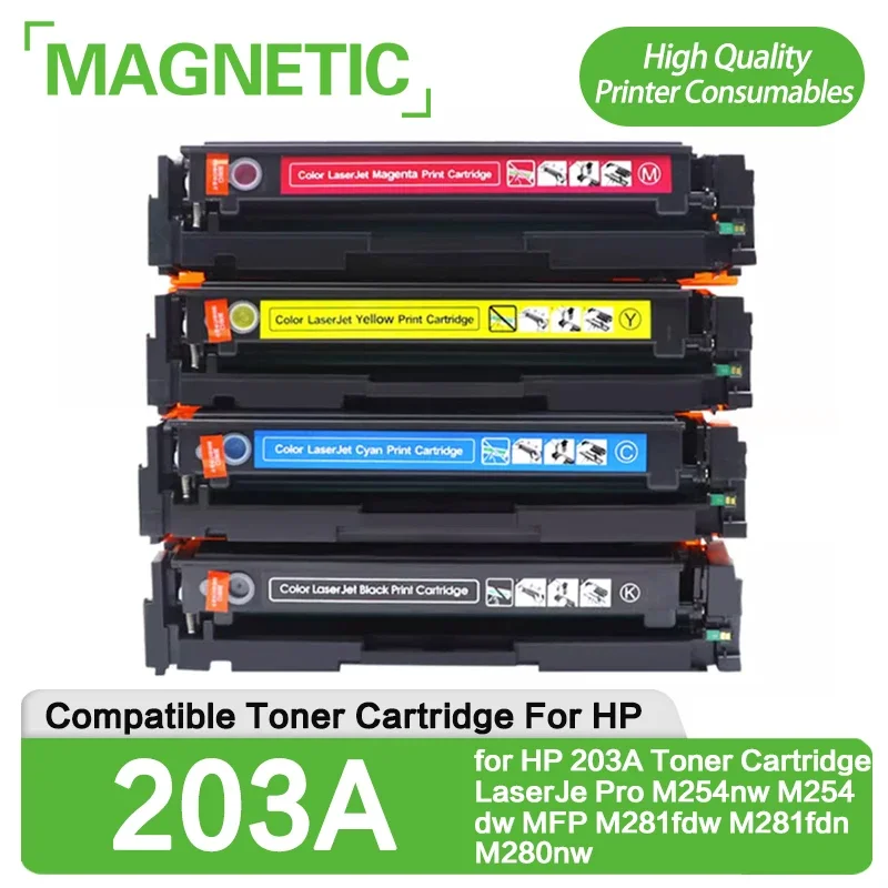 4PCS Compatible for HP 203A CF540A 540a cf540 cf541a cf543a toner cartridge LaserJe Pro M254nw M254dw MFP M281fdw M281fdn M280nw ink cartridge toner cartridge replacement