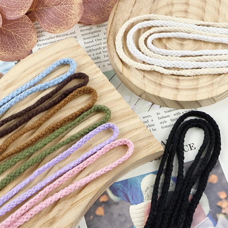 10M 5/7mm 면 끈 꼬임 로프 신발 옷 후드 끈 가방 장식 끈 DIY 재봉 공예..