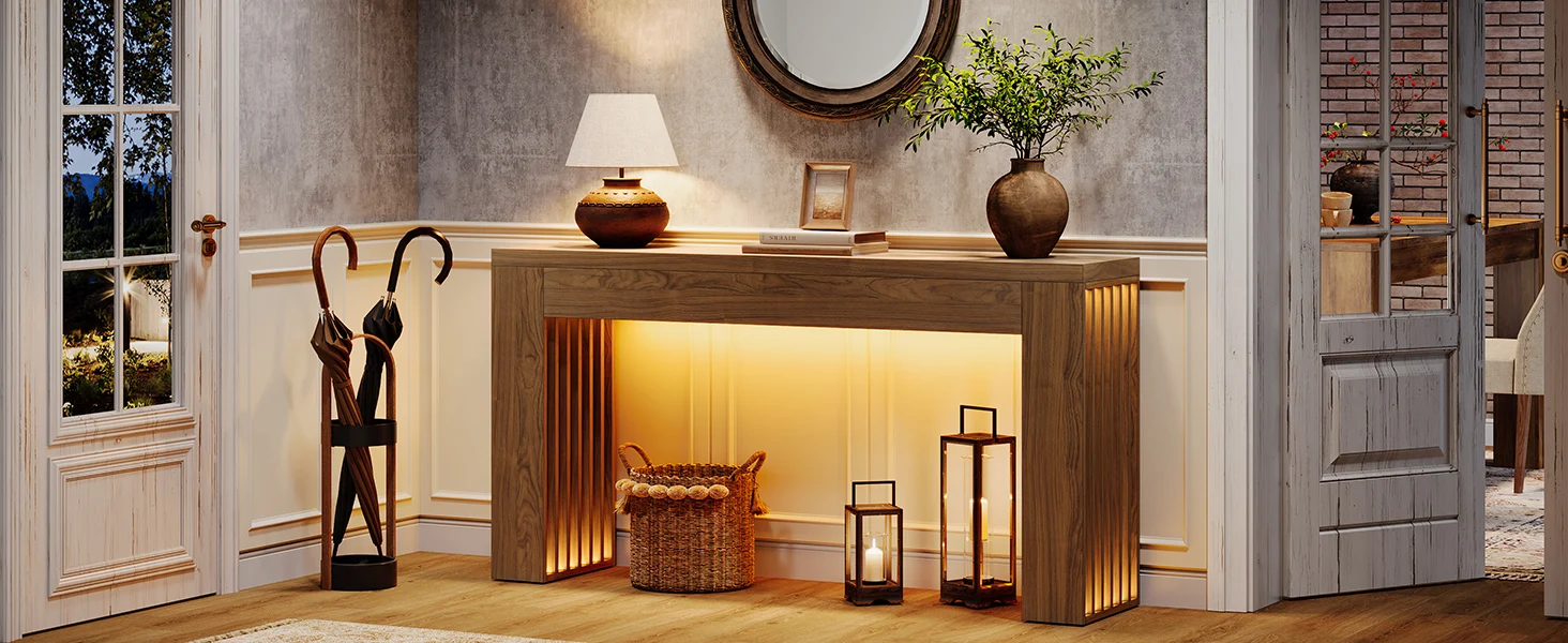 Long Narrow Sofa Table Behind the Couch