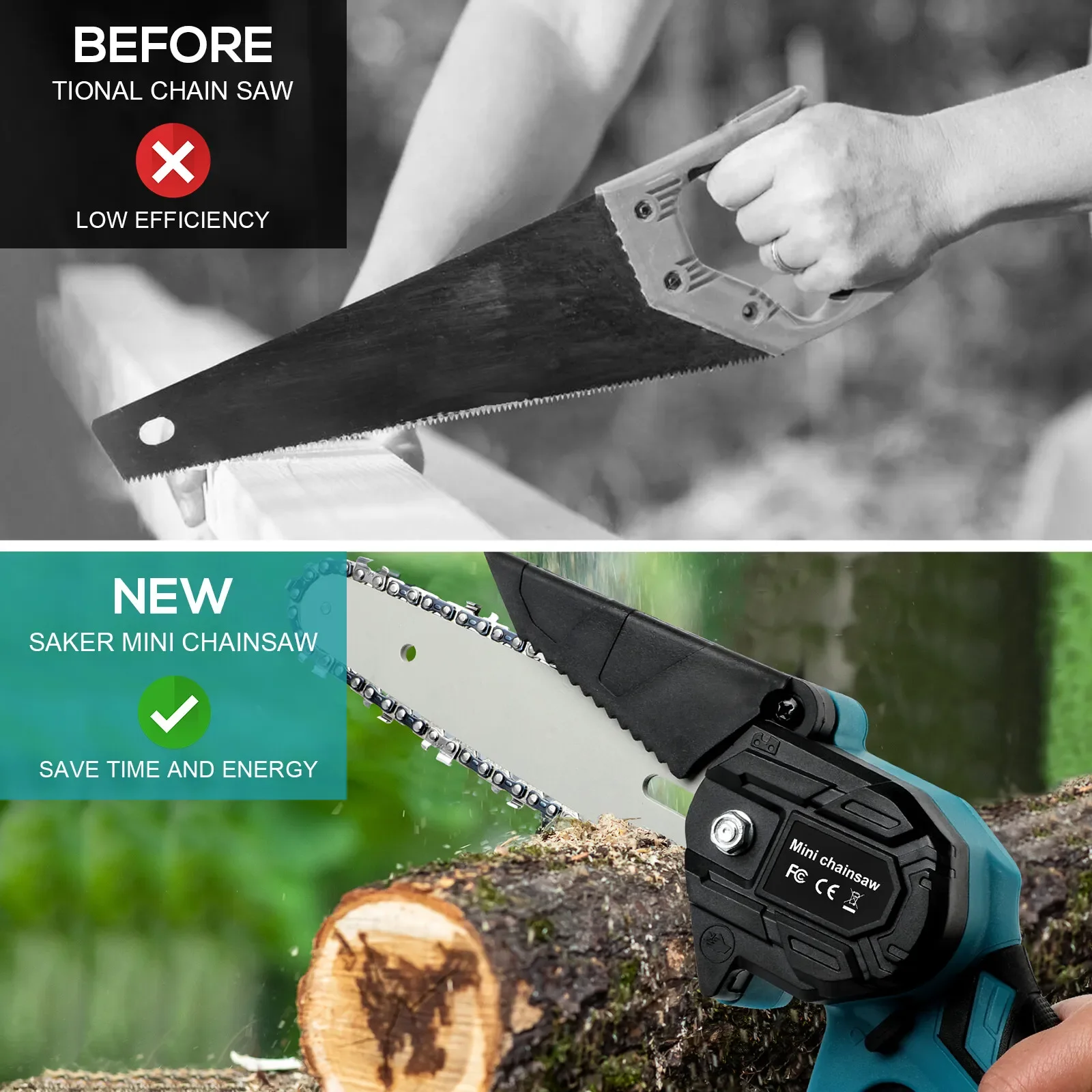 for Makita 18v brushless chainsaw, small handheld electric 8-inch logging saw mini portable chainsaw for Makita BL1830 Battery 3