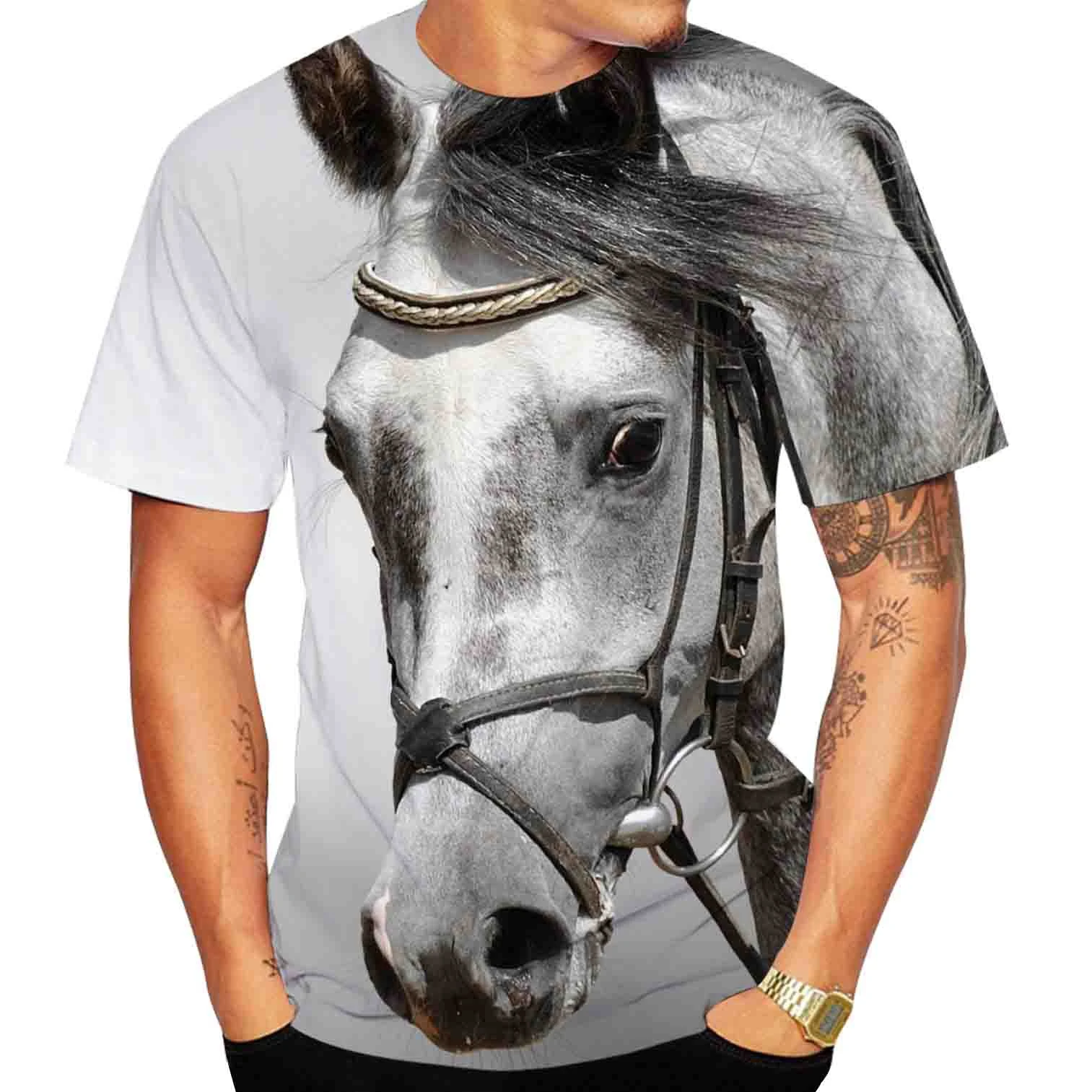 

Cool Fashion 3d Horse Printed T Shirt Spring Summer Men Shirts Tops Casual Short Sleeves O-neck T-shirts