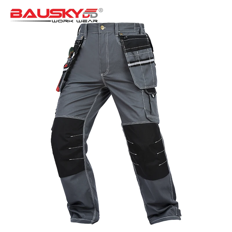 Mens Work Trousers Bauskydd Mens 100% cotton durable multi pockets work trousers with eva knee pads work pants workwear Mens Work Pants