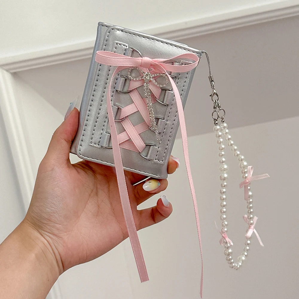Sweet Ballet-Style Lace Bow Wallet – Portable Coin Purse with Card Holder