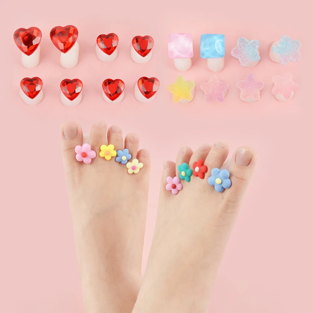 

8Pcs/Pack Toe Separator Soft Silicone Pedicure Toes Lock Tools Cute Flower Love Candy Foot Fingers Separators Nail Art Tools